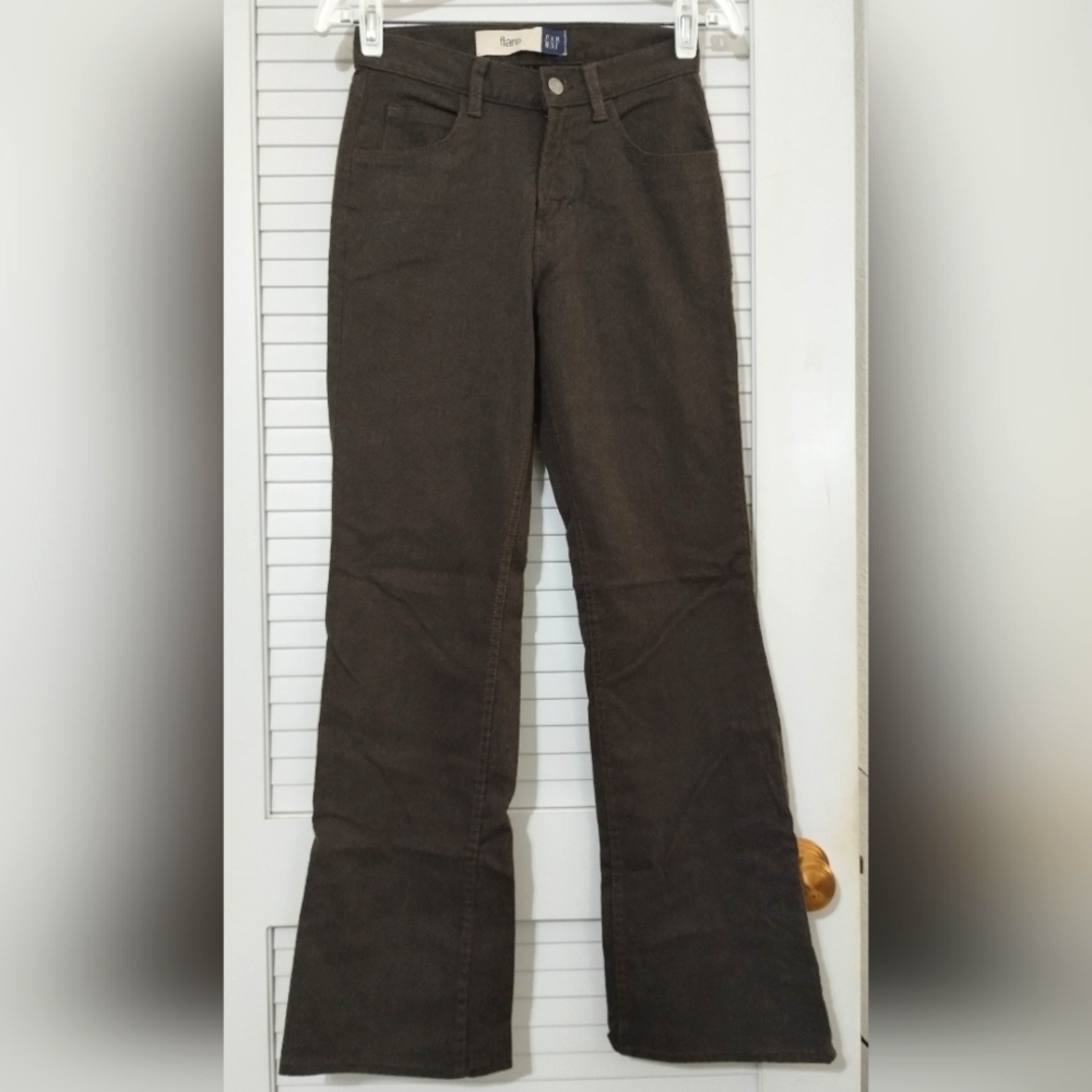 Vintage GAP Gray Flare Flannel Like, Mid Rise Trouser Pants.